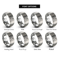 font options for inside engraving on silver folded map rings