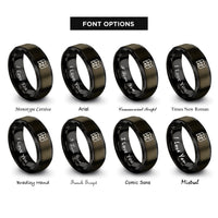 font options for inside engraving on gunmetal & black folded map rings