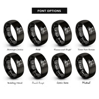 font options for inside engraving on black folding bike rings