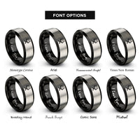 font options for inside engraving on black & silver folding camp chairs rings