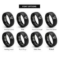 font options for inside engraving on black folding camp chairs rings