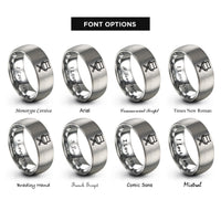 font options for inside engraving on grey folding camp chairs rings