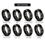 font options for inside engraving on black & grey folding knife rings