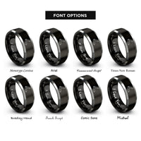 font options for inside engraving on black & grey folding knife rings