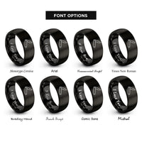 font options for inside engraving on black folding knife rings