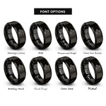 font options for inside engraving on black folding knife rings