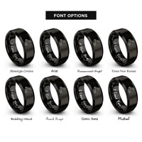 font options for inside engraving on black folding knife rings