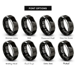 font options for inside engraving on black & gray folding saw rings