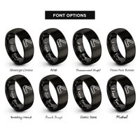 font options for inside engraving on black folding saw rings