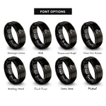 font options for inside engraving on black folding saw rings