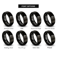 font options for inside engraving on black folding saw rings