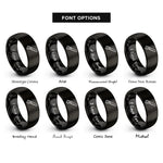 font options for inside engraving on black folding saw rings