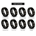 font options for inside engraving on black folding saw rings