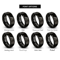 font options for inside engraving on black folding saw rings