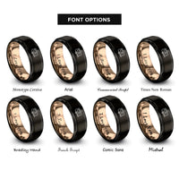 font options for inside engraving on black & rose gold food trailer rings