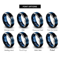 font options for inside engraving on blue & silver football end rings