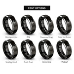 font options for inside engraving on black & grey football helmet rings