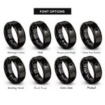 font options for inside engraving on black football helmet rings