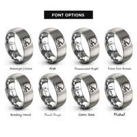 font options for inside engraving on grey football helmet rings