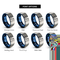 font options for inside engraving on blue & grey football play rings