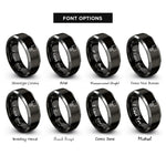 font options for inside engraving on black & silver football uprights ball rings