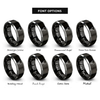 font options for inside engraving on black & silver football uprights ball rings