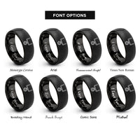 font options for inside engraving on black football uprights ball rings