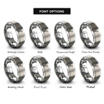 font options for inside engraving on grey football uprights ball rings