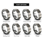 font options for inside engraving on gray footprint heart rings