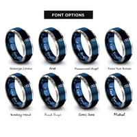 font options for inside engraving on blue & gray footprint leaf rings