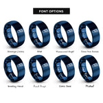 font options for inside engraving on blue footprint leaf rings