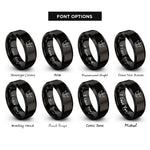 font options for inside engraving on black footprints crown heart rings