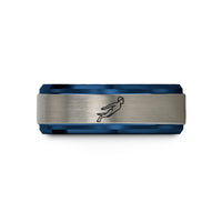 unique rings for men – blue & gray tungsten freediver monofin wedding band