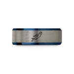 unique rings for men – blue & gray tungsten freediver monofin wedding band