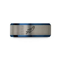 unique rings for men – blue & gray tungsten freediver monofin wedding band