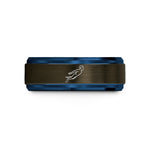 personalized gifts for him – gunmetal & blue tungsten freediver monofin wedding band