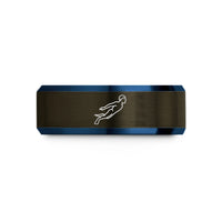 personalized gifts for him – gunmetal & blue tungsten freediver monofin wedding band