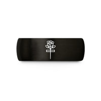 21st birthday gift ideas – black tungsten rose cross wedding band