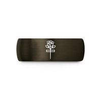 special gifts for him – gunmetal & black tungsten rose cross wedding band