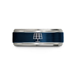 cool gifts for guys – blue & gray tungsten solar cell grid wedding band