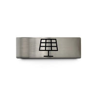 cool gifts for guys – blue & gray tungsten solar cell grid wedding band