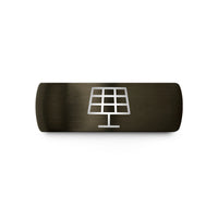 personalized gifts for him – gunmetal & blue tungsten solar cell grid wedding band