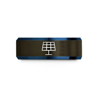 personalized gifts for him – gunmetal & blue tungsten solar cell grid wedding band