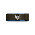 best gifts for men – gunmetal & blue tungsten waterfall badge wedding band