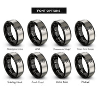 font options for inside engraving on black & grey for sale sign rings