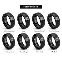 font options for inside engraving on black forbidden city rings