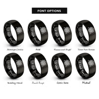 font options for inside engraving on black forbidden city rings