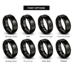 font options for inside engraving on black forbidden city rings