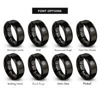 font options for inside engraving on black forbidden city rings