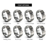 font options for inside engraving on silver forbidden city rings